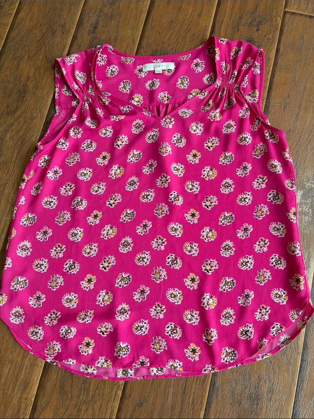 LOFT Hot Pink Floral Print Sleeveless Top - Size Medium